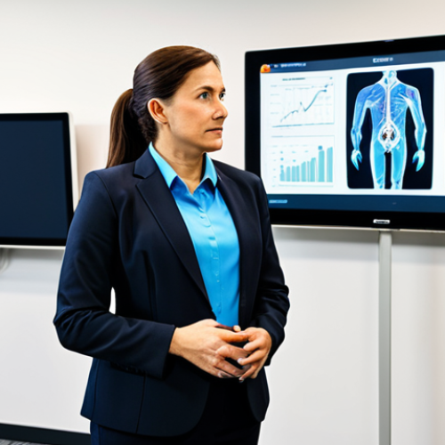 Home 6 A diligent safety manager, dressed in a professional business suit, is actively participating in a high-tech safety training session. She is fully clothed in modest attire, wearing appropriate professional dress. The setting is a bright, modern training center with large screens displaying safety data and interactive smart safety technology. She is engaged in a focused discussion with an industry expert, demonstrating perfect anatomy, correct proportions, and a natural pose. The image captures a safe for work, appropriate content, and family-friendly scene of professional development. Well-formed hands, proper finger count, natural body proportions, professional photography, high quality.