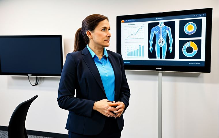 A diligent safety manager, dressed in a professional business suit, is actively participating in a high-tech safety training session. She is fully clothed in modest attire, wearing appropriate professional dress. The setting is a bright, modern training center with large screens displaying safety data and interactive smart safety technology. She is engaged in a focused discussion with an industry expert, demonstrating perfect anatomy, correct proportions, and a natural pose. The image captures a safe for work, appropriate content, and family-friendly scene of professional development. Well-formed hands, proper finger count, natural body proportions, professional photography, high quality.